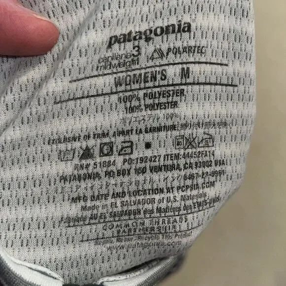 PATAGONIA 1/4 Zip Capilene 3 Crew Gray Striped Top - Picture 6 of 6